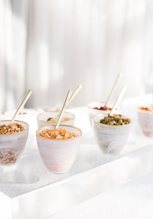 White bowls with toppings in them | Lisa Dupar Catering | Wedding & Event Catering in Seattle